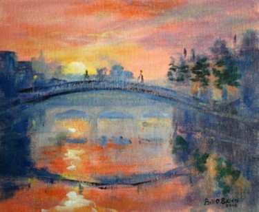 Painting titled "Halfpenny Bridge" by Bill O'Brien, Original Artwork, Oil