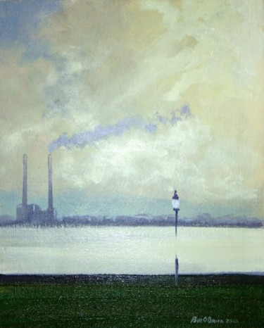 Painting titled "Poolbeg from Clonta…" by Bill O'Brien, Original Artwork, Oil
