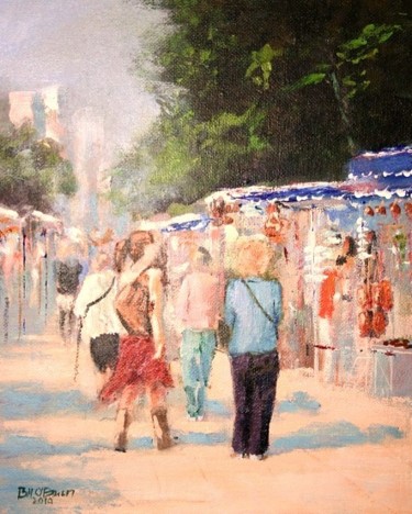 Painting titled "Market Day" by Bill O'Brien, Original Artwork, Oil