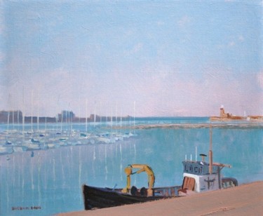 Pintura titulada "Boat on the East Pi…" por Bill O'Brien, Obra de arte original, Oleo