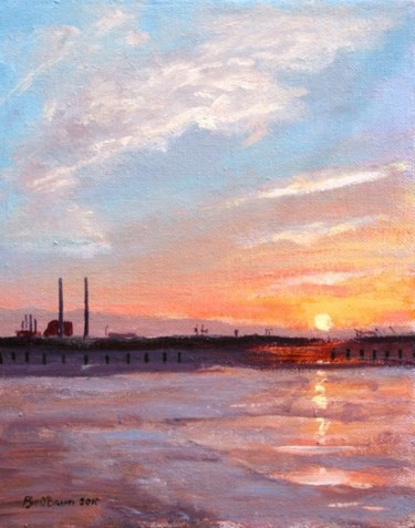 Painting titled "Dollymount Sunset" by Bill O'Brien, Original Artwork, Oil
