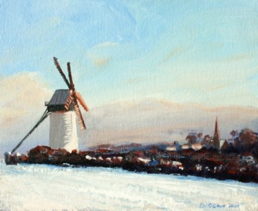 Картина под названием "Skerries Mill Snow…" - Bill O'Brien, Подлинное произведение искусства, Масло