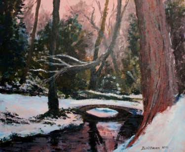 Painting titled "St. Annes Snow Scene" by Bill O'Brien, Original Artwork, Oil