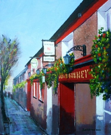Peinture intitulée "New Street, Old Pub…" par Bill O'Brien, Œuvre d'art originale, Huile