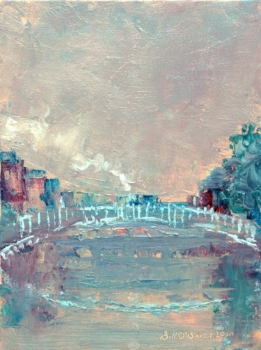 Painting titled "Hapenny Bridge X1" by Bill O'Brien, Original Artwork, Oil