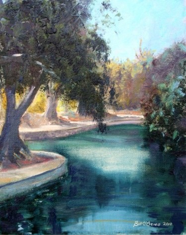 Painting titled "Pond at St. Annes" by Bill O'Brien, Original Artwork, Oil