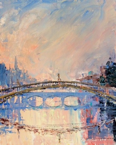 Painting titled "Ha'penny Bridge Dub…" by Bill O'Brien, Original Artwork, Oil