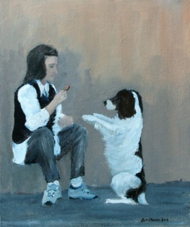 Painting titled "Old Dog New Tricks" by Bill O'Brien, Original Artwork, Oil