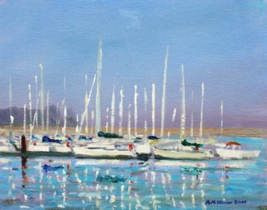 Painting titled "Howth Marina" by Bill O'Brien, Original Artwork, Oil