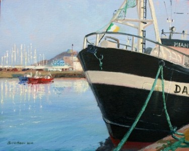 Painting titled "Black Trawler Howth" by Bill O'Brien, Original Artwork, Oil