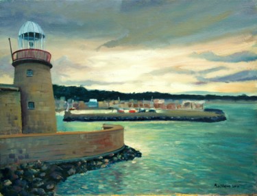 Pintura intitulada "Howth Lighthouse" por Bill O'Brien, Obras de arte originais, Óleo