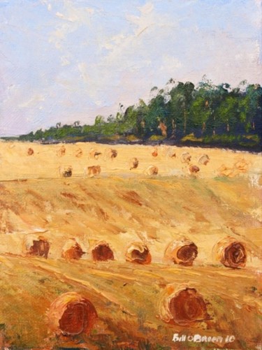 Painting titled "Hay Field" by Bill O'Brien, Original Artwork, Oil