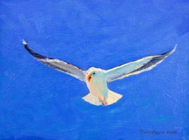 Painting titled "Gull on the Wing" by Bill O'Brien, Original Artwork, Oil