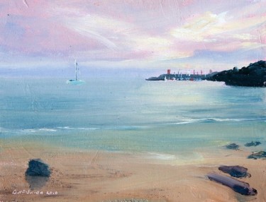 Pintura titulada "Dunmore East from T…" por Bill O'Brien, Obra de arte original, Oleo