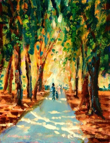 Painting titled "A Stroll in St Anne…" by Bill O'Brien, Original Artwork, Oil