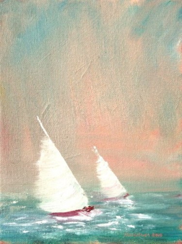 Painting titled "TwoYachts" by Bill O'Brien, Original Artwork, Oil