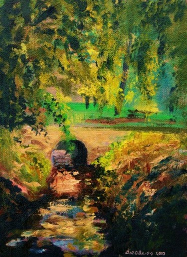 Painting titled "Bridge at St Annes" by Bill O'Brien, Original Artwork, Oil