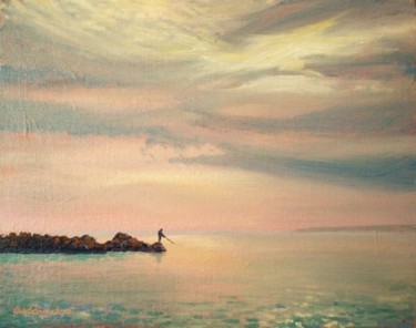 Картина под названием "Evening Fishing" - Bill O'Brien, Подлинное произведение искусства, Масло
