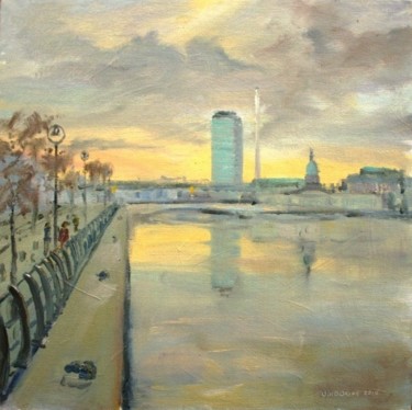 Painting titled "City Quay Dublin" by Bill O'Brien, Original Artwork, Oil