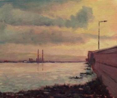 Painting titled "Dollymount Winter E…" by Bill O'Brien, Original Artwork, Oil