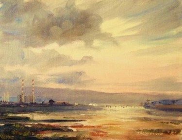 Peinture intitulée "Bull Island Calm." par Bill O'Brien, Œuvre d'art originale, Huile