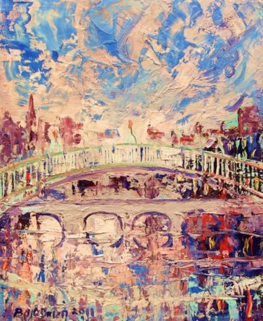 Painting titled "The Halfpenny Bridge" by Bill O'Brien, Original Artwork, Oil