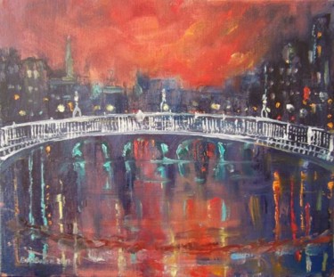 Painting titled "Halfpenny Bridge Li…" by Bill O'Brien, Original Artwork, Oil