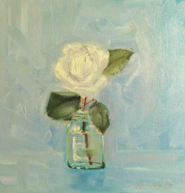 Painting titled "Rose in a Jar" by Bill O'Brien, Original Artwork, Oil