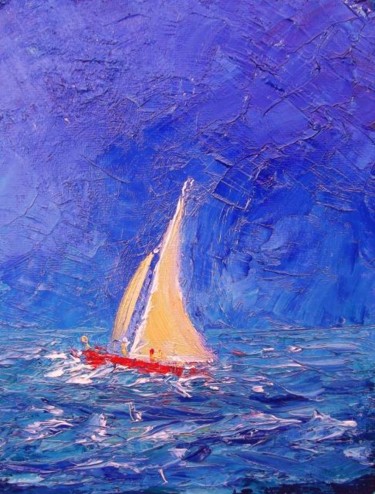 Painting titled "Yacht. R.B.O." by Bill O'Brien, Original Artwork, Oil