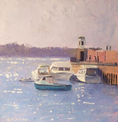 Painting titled "Skerries Harbour Bo…" by Bill O'Brien, Original Artwork, Oil