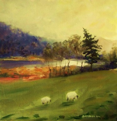 "Glendalough Evening" başlıklı Tablo Bill O'Brien tarafından, Orijinal sanat, Petrol