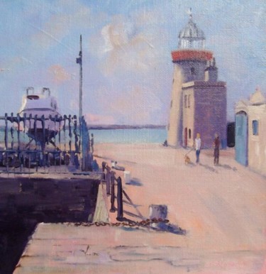 Painting titled "East Pier Howth" by Bill O'Brien, Original Artwork, Oil