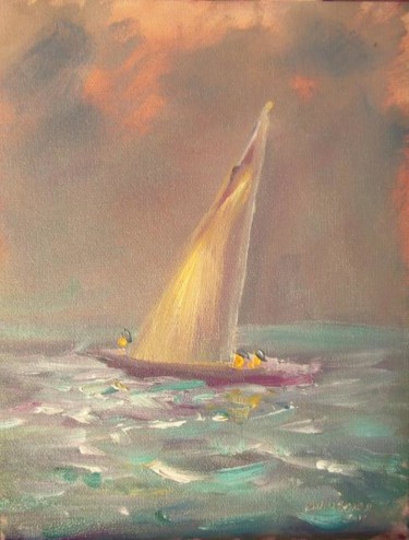 Painting titled "Yacht, Homeward Bou…" by Bill O'Brien, Original Artwork, Oil