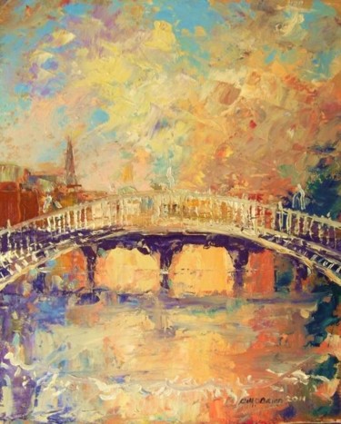 Painting titled "Hapenny Bridge Earl…" by Bill O'Brien, Original Artwork, Oil