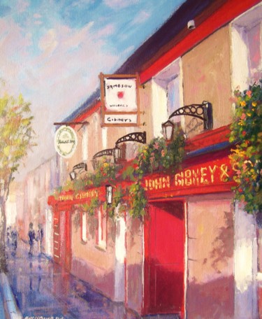 绘画 标题为“Irish Pub Malahide” 由Bill O'Brien, 原创艺术品, 油