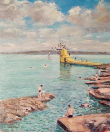 Peinture intitulée "Salthill Summer" par Bill O'Brien, Œuvre d'art originale, Huile