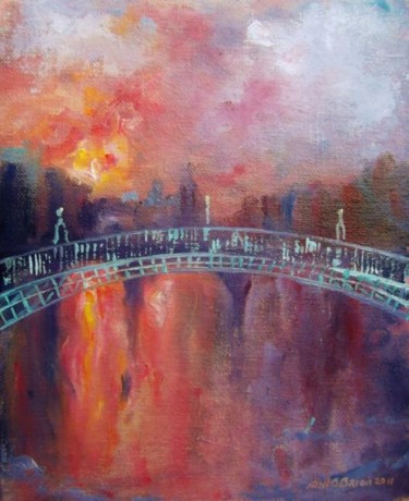 Painting titled "Hapenny Bridge Exod…" by Bill O'Brien, Original Artwork, Oil