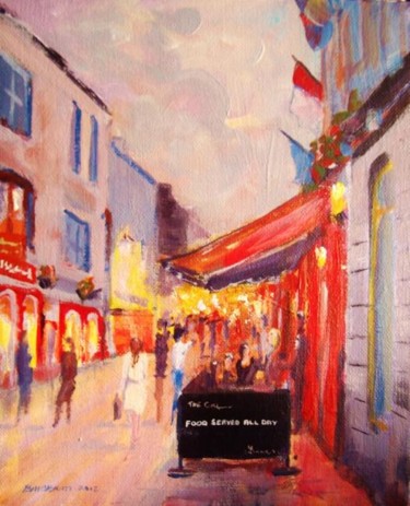 Schilderij getiteld "Galway nightlife" door Bill O'Brien, Origineel Kunstwerk, Olie