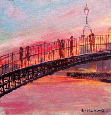 Painting titled "Hapenny Bridge Cros…" by Bill O'Brien, Original Artwork, Oil