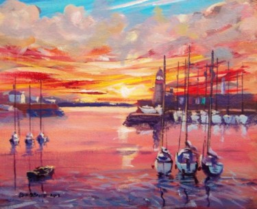 Painting titled "Howth Harbour Ripple" by Bill O'Brien, Original Artwork, Oil