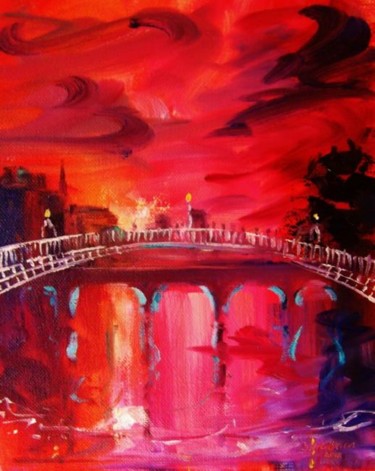 Peinture intitulée "Hapenny Bridge Diab…" par Bill O'Brien, Œuvre d'art originale, Huile