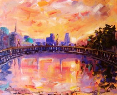 Painting titled "Hapenny Bridge Loose" by Bill O'Brien, Original Artwork, Oil