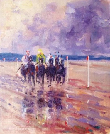 Peinture intitulée "Horse Racing, Bunch…" par Bill O'Brien, Œuvre d'art originale, Huile