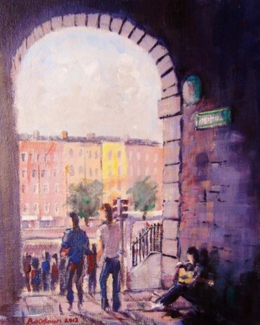 Schilderij getiteld "Temple Bar, The Bus…" door Bill O'Brien, Origineel Kunstwerk