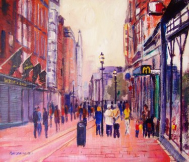 Pintura intitulada "Grafton Street. Sun…" por Bill O'Brien, Obras de arte originais, Óleo