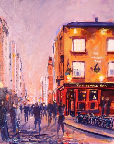 Painting titled "The Temple Bar Dubl…" by Bill O'Brien, Original Artwork, Oil