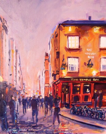 Schilderij getiteld "The Temple Bar Dubl…" door Bill O'Brien, Origineel Kunstwerk, Olie