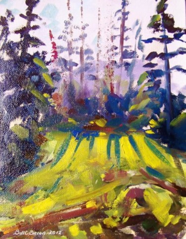 Painting titled "Glendalough Trees" by Bill O'Brien, Original Artwork, Oil