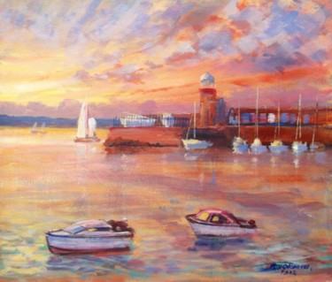 Painting titled "Howth, Evening Sail" by Bill O'Brien, Original Artwork, Oil