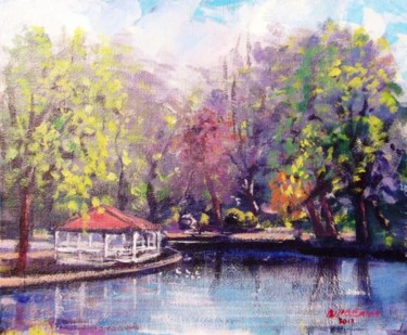 Peinture intitulée "Stephens Green Pond" par Bill O'Brien, Œuvre d'art originale, Huile